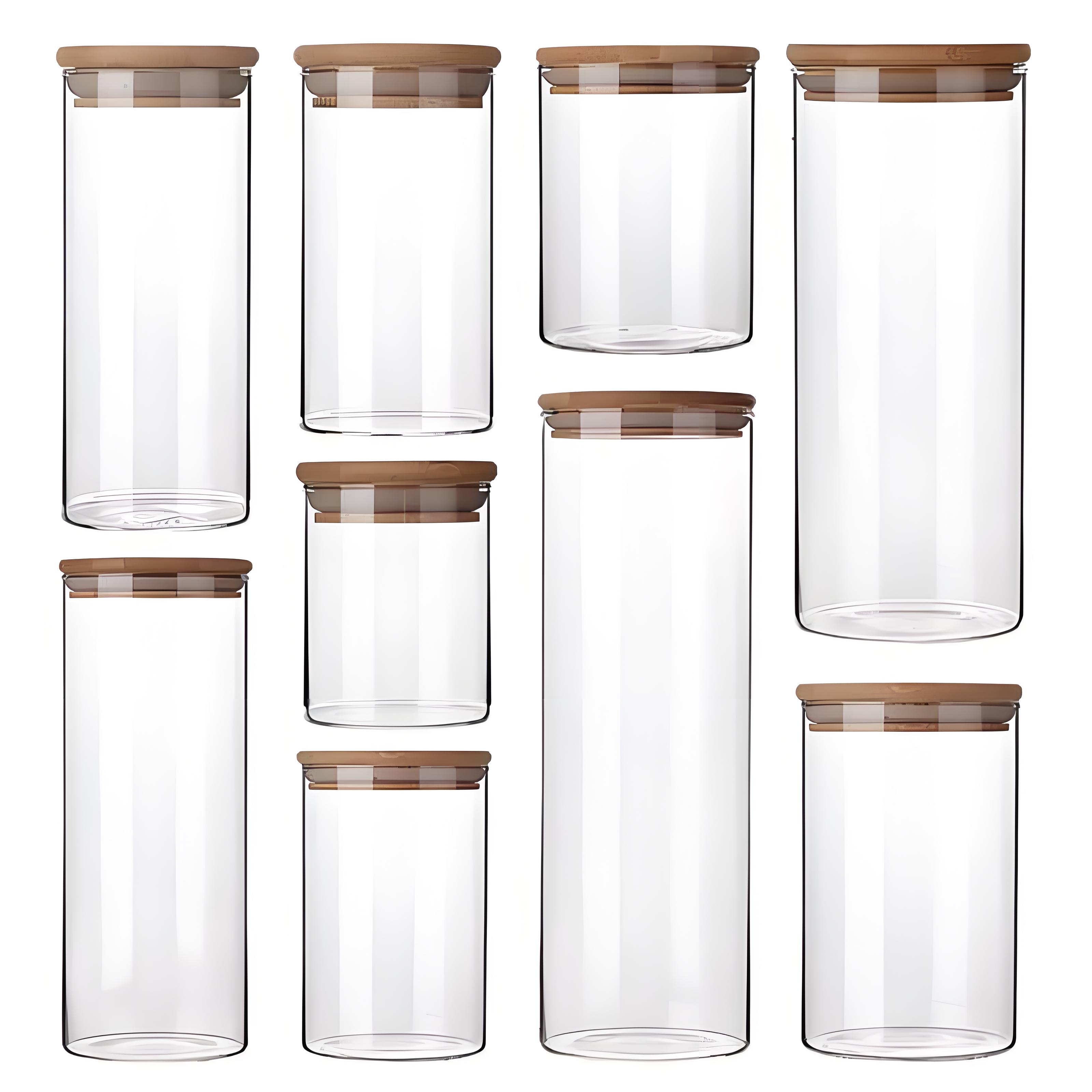 Round high borosilicate glass jar with bamboo lid