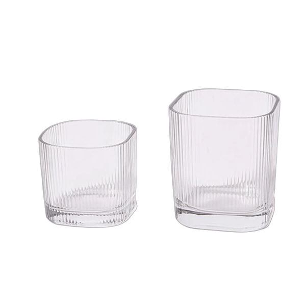 180ml 340ml Square glass cup with ribs 70-2 80-2
