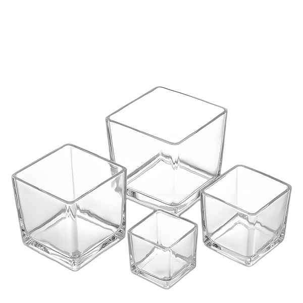 Square glass candle cup