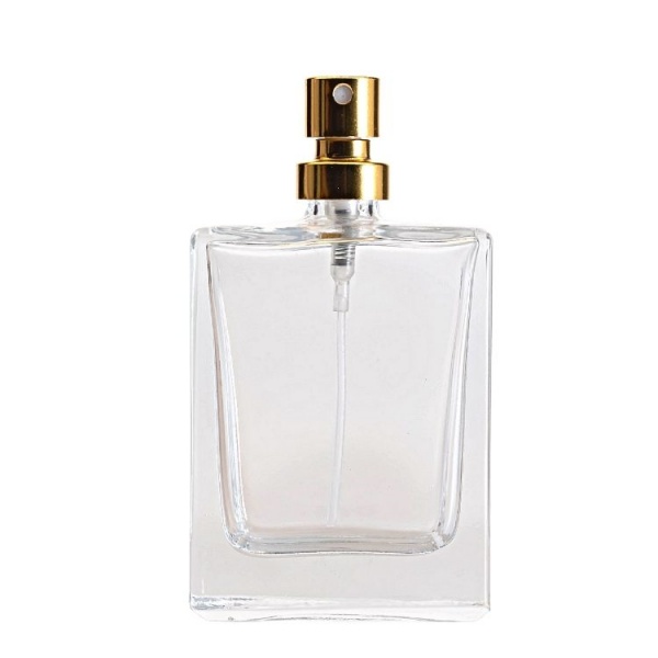30ml 50ml 100ml flat square shape empty perfume glass bottles with pump