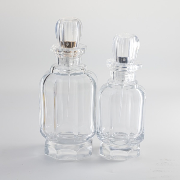50ml 100ml round shape with stair empty perfume glass bottle with lid