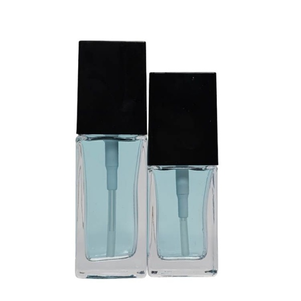 15ml 30ml 100ml square shape empty perfume glass bottles with pump JSHP045 JSHP043 JSHP104