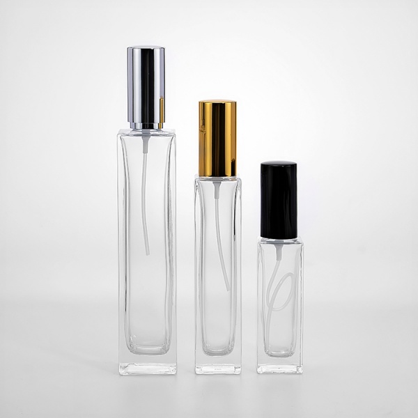 30ml 50ml 100ml square shape empty perfume glass bottles with pump