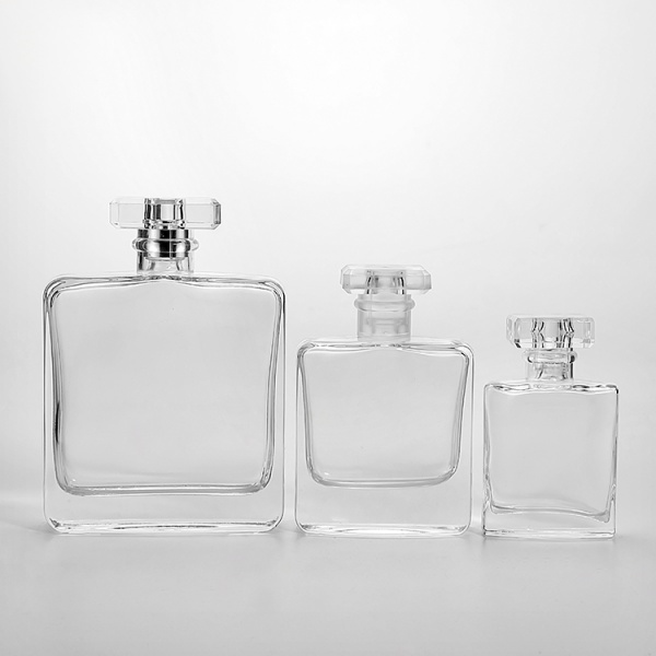 30ml 50ml 100ml flat square shape empty perfume glass bottles with pump