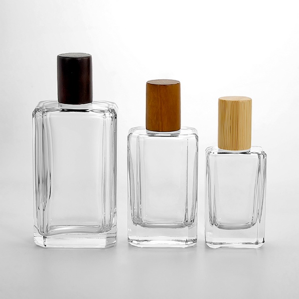 30ml 50ml 100ml flat square shape empty perfume glass bottles with pump