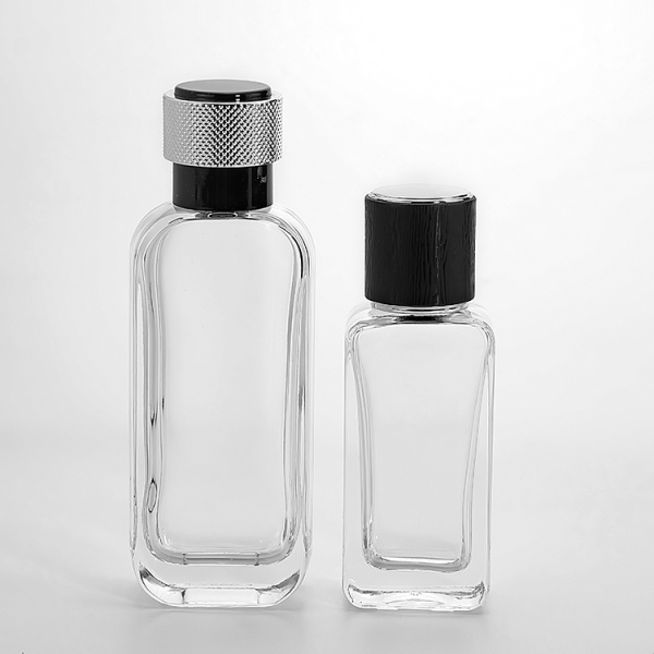 30ml 50ml 100ml flat square shape empty perfume glass bottles with pump