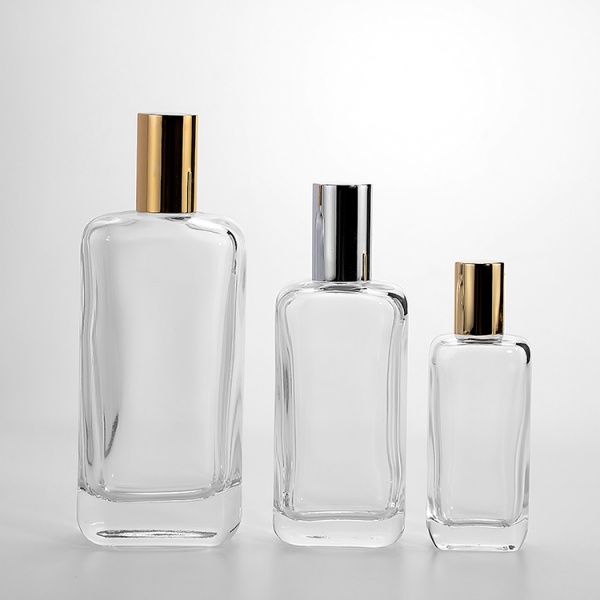 25ml 50ml 100ml flat square shape empty perfume glass bottles with pump